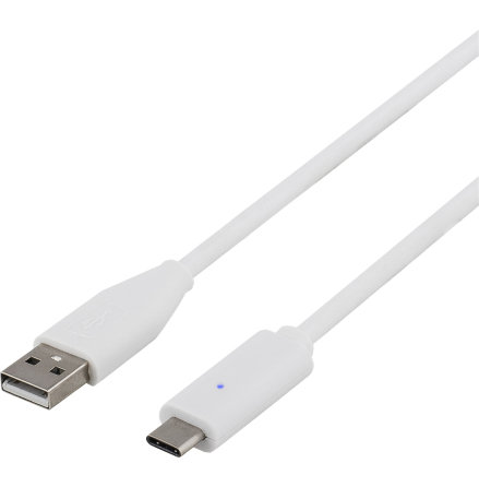 USB-C - A 2.0 Deltaco vit 2m