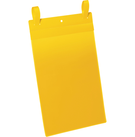 Plastficka A4S m. fästband gul
