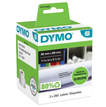 Etikett Dymo 89x36 2x260/fp